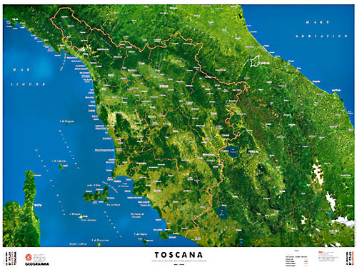 Toscana - carta dal satellite