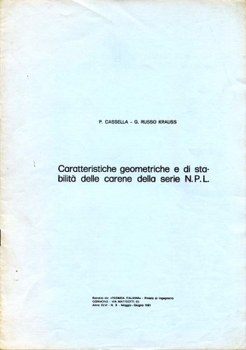 Caratteristiche geometriche e di stabilità delle carene della serie N.P.L.