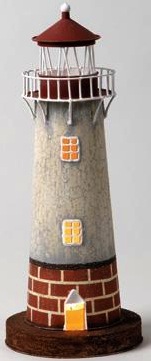 Faro in latta con luce bianco e rosso mattone