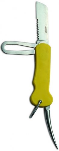 Coltello nautico in acciaio manico giallo