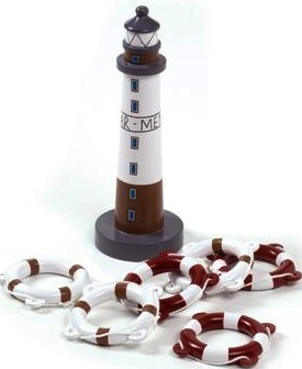 Ar-Men in legno con 6 salvagenti portatovaglioli