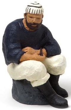 Marinaio seduto in ceramica dipinto a mano