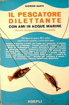 Pescatore dilettante con ami in acque marine