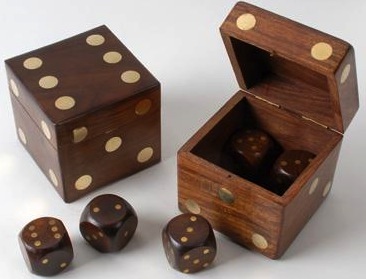 Scatola in legno a dado porta dadi - grande