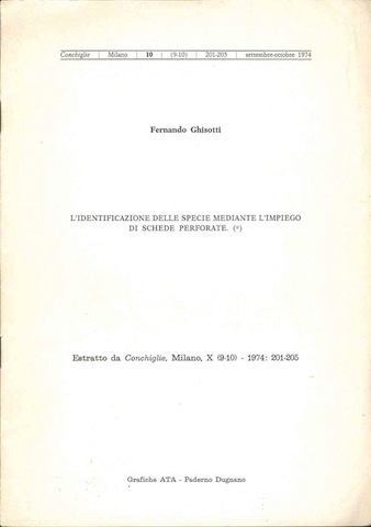 Identificazione delle specie mediante l'uso di schede perforate