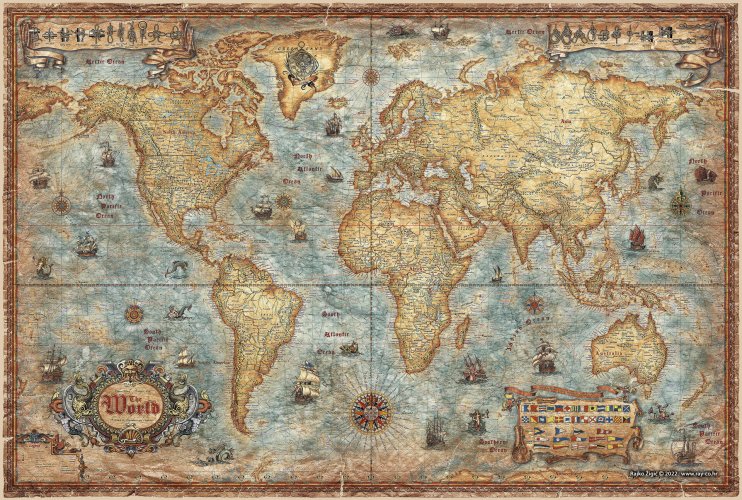 Modern world antique map