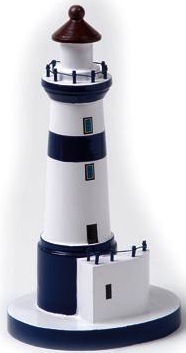 Faro in legno bianco e blu con scala