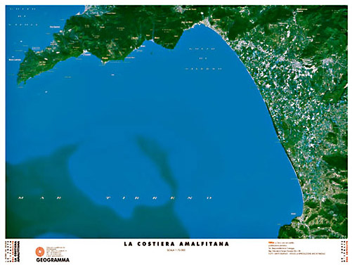 Costiera amalfitana - carta dal satellite