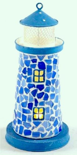 Faro portacandela in latta e vetro