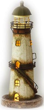 Faro portacandela in latta bianco e verde