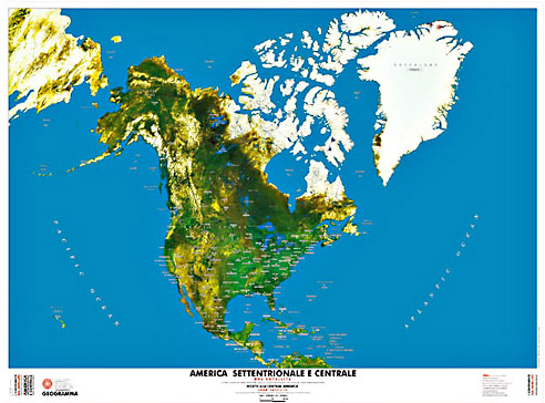 America settentrionale e centrale - carta dal satellite