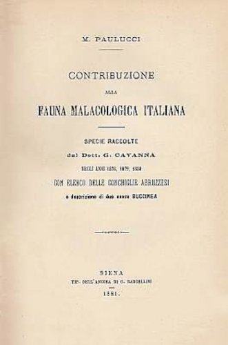 Contribuzione alla fauna malacologica italiana