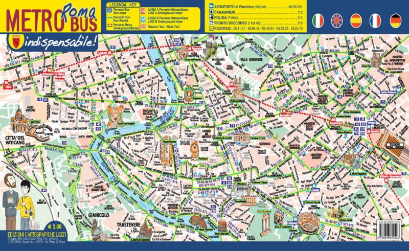 Pianta Roma metro bus indispensabile