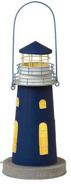 Faro a lanterna portacandela in latta blu