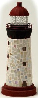 Faro portacandela in latta e vetro