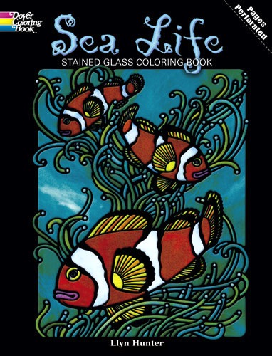 Sea life stained glass coloring book
