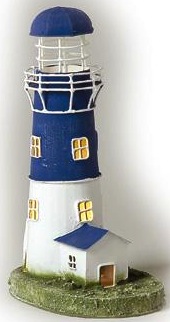 Faro portacandela in latta bianco e blu