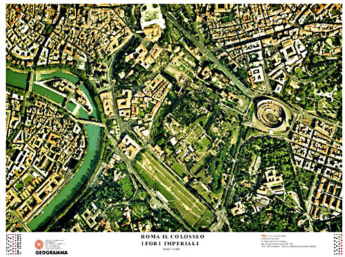 Roma il Colosseo e i Fori Imperiali - aerofoto