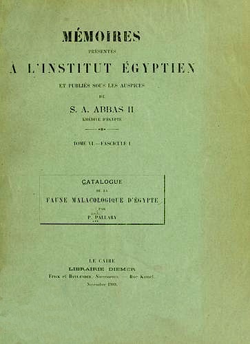 Catalogue de la faune malacologique de l'Egypte