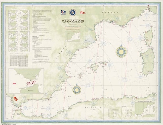 Da Genova a Cadiz - carta della regata di Colombo