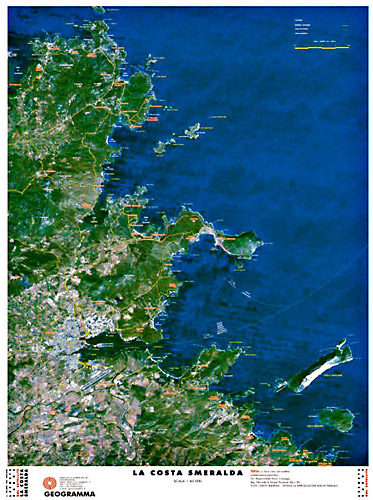 Costa Smeralda - carta dal satellite