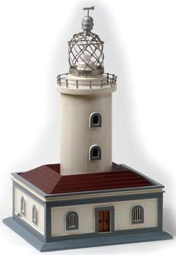 Faro in legno con luce a pila