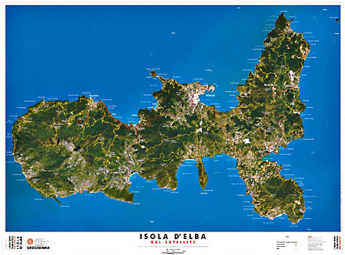 Isola d'Elba - carta dal satellite