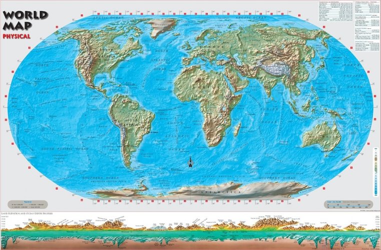 Physical world map