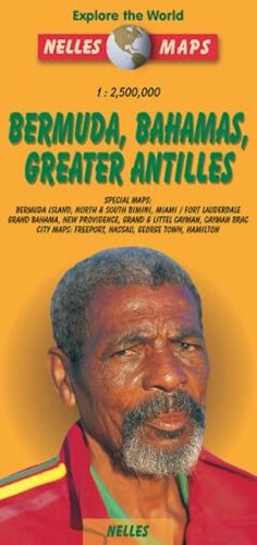 Bermuda, Bahamas, Greatern Antilles - carta turistica-stradale scala 1:2.500.000