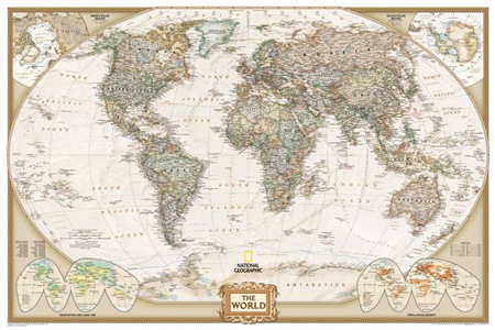 Executive world map - political phisical 3 sheets