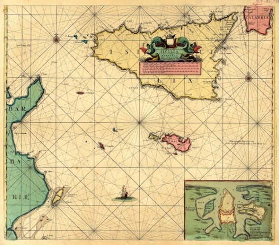 Sicilia Malta Gozo canale di Sicilia 1690