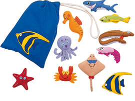 10 animali del mare di pezza in sacchetto - grandi