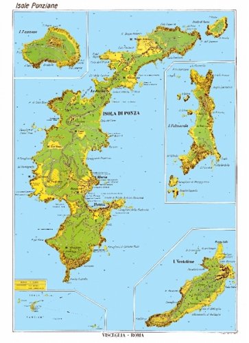 Carta stradale dell'isola di Ponza, Palmarola, Zannone, Ventotene