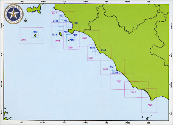 Kit carte nautiche da diporto P2b Toscana e Lazio
