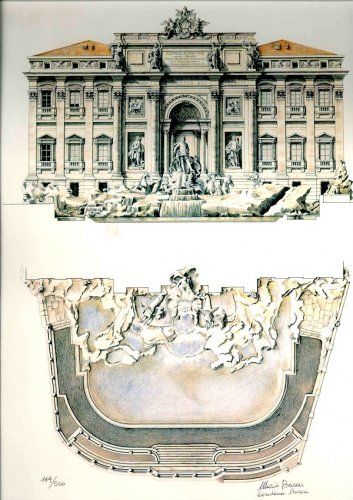 Fontana di Trevi - litografia numerata