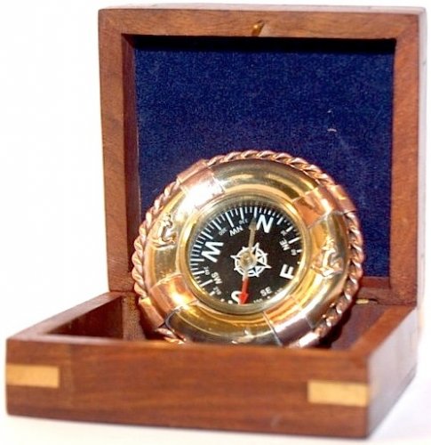 Bussola a salvagente in ottone e rame