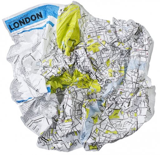 London - crumpled city map