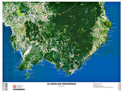 Sardegna costa Sud Occidentale - carta dal satellite