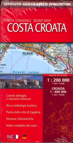 Costa Croata - carta stradale scala 1:200.000