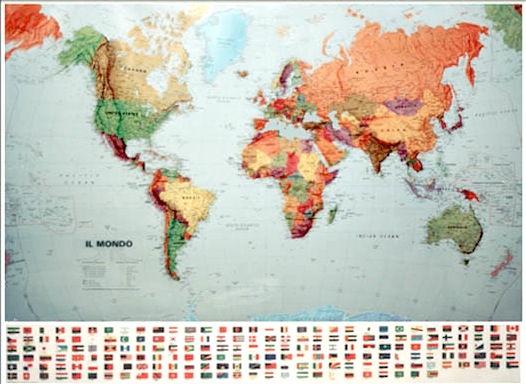 Mondo - politico murale plastificato