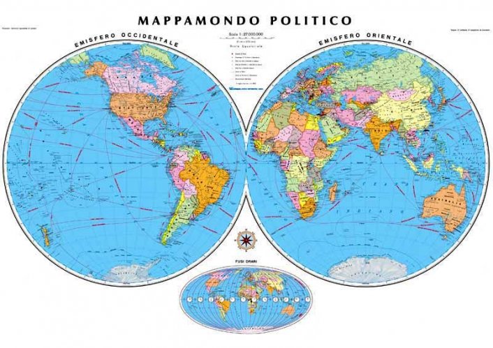 Mappamondo politico a due emisferi