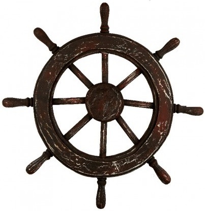 Ruota del timone in legno invecchiato