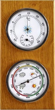 Stazione barometrica su tavola di legno