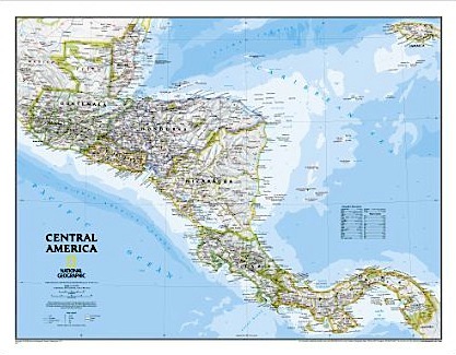 Central America - carta politica murale