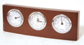 Termometro igrometro e orologio con base in legno