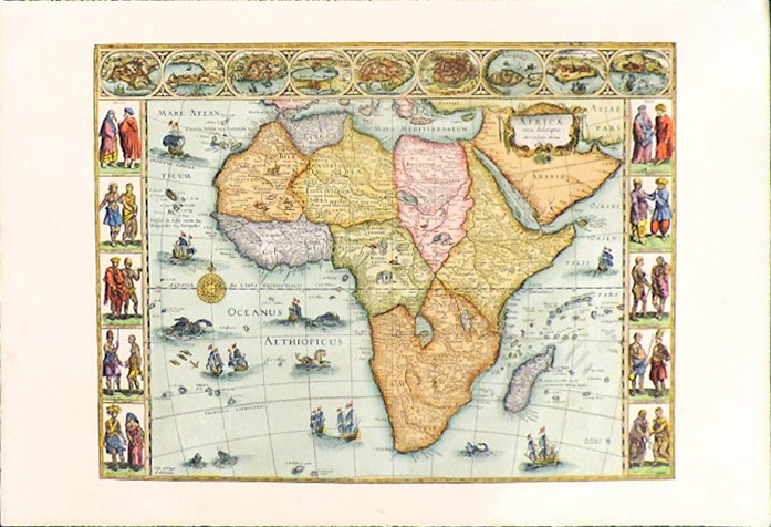 Africa nova descriptio - carta geografica antica colorata a mano
