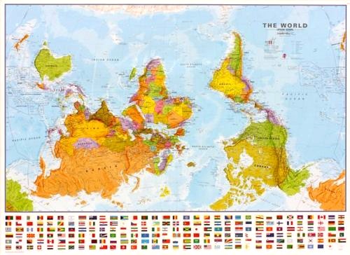 Upside down world political map