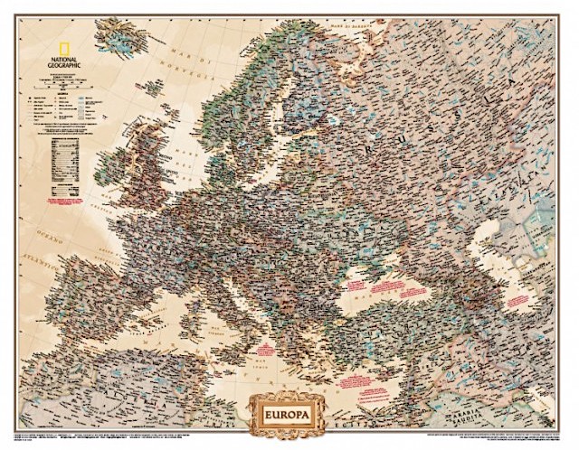 Europa - carta murale politica antichizzata plastficata opaca