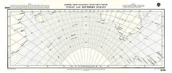 Indian and Southern oceans gnomonic chart