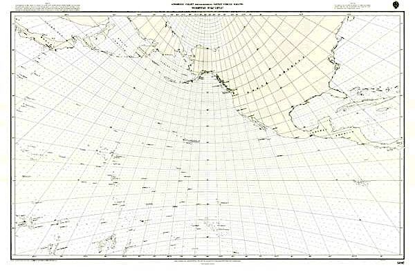 North Pacific ocean gnomonic chart